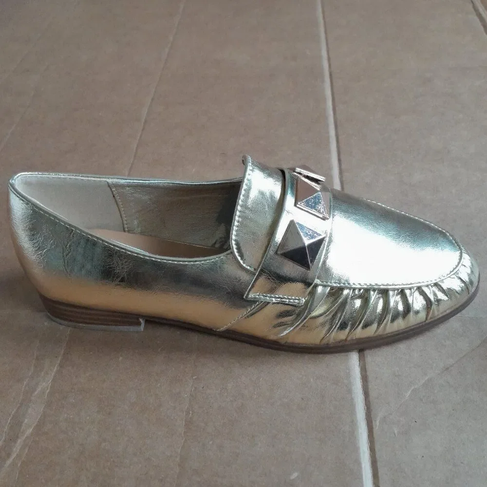 Catherine Malandrino Women’s Shoes Gold Loafer Slip On Casual New Size 8